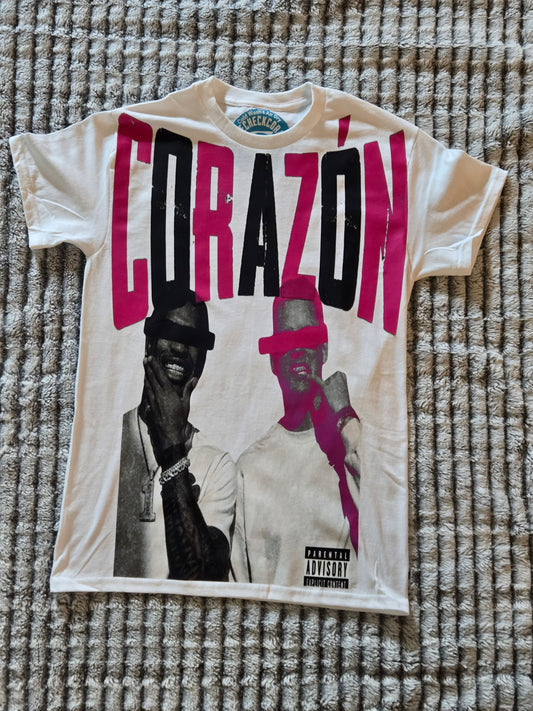 (ONLY 20 5EA SIDE MADE) CORAZÓN Women's Pink & Black Joe Burrow, and Ja'Marr Chase Think Outside The Box 100% Cotton White shirts.